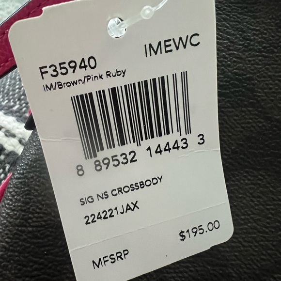 New with tags Coach Signature Crossbody Bag Brown with Pink RubyF35940 IMEWC - Picture 4 of 6